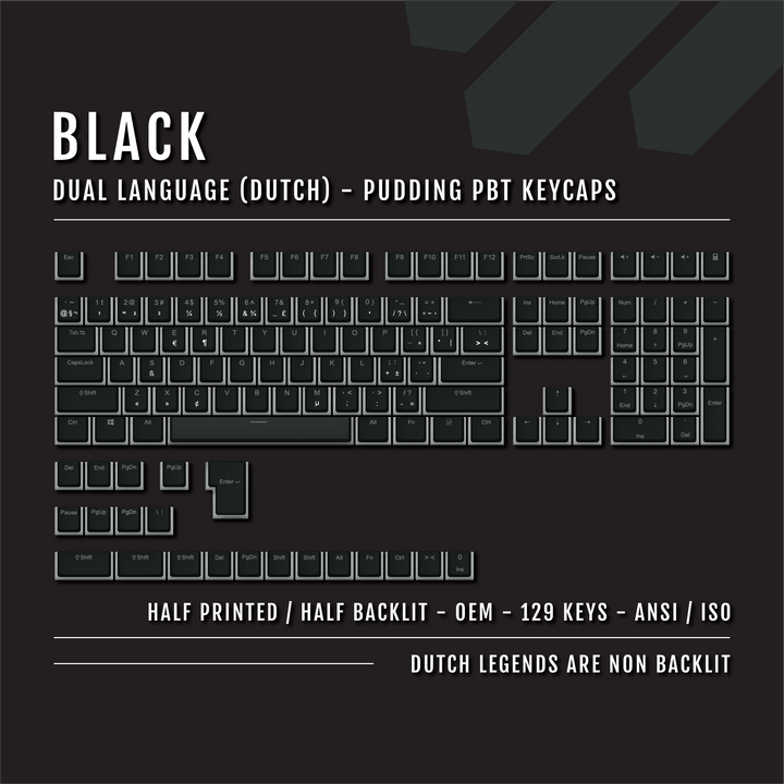 Black Dutch (ISO-NL) Dual Language PBT Pudding Keycaps