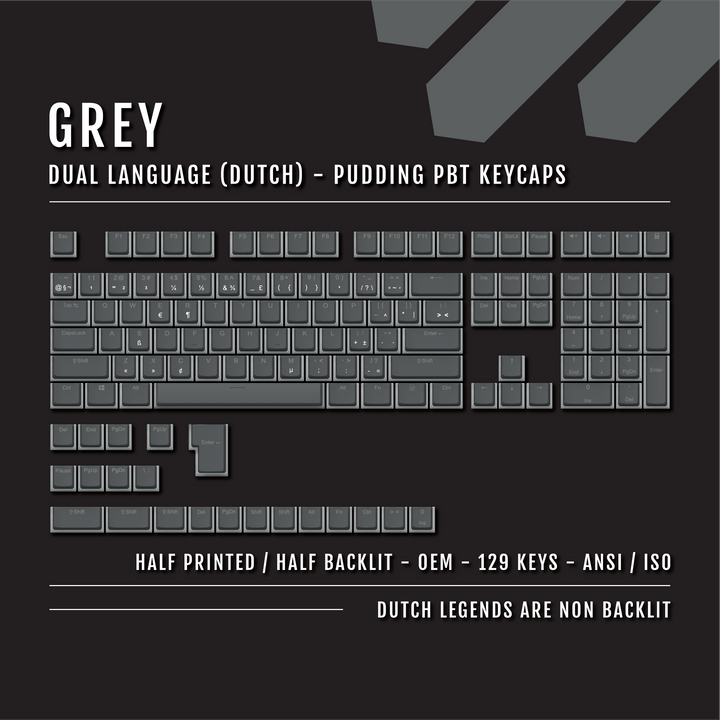 Grey Dutch (ISO-NL) Dual Language PBT Pudding Keycaps Krome Keycaps LTD dutch