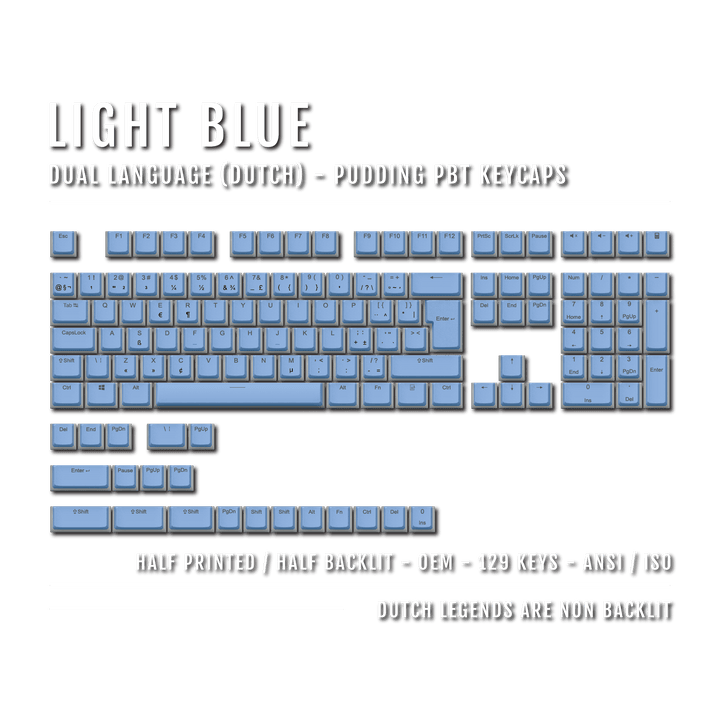 Light Blue Dutch (ISO-NL) Dual Language PBT Pudding Keycaps