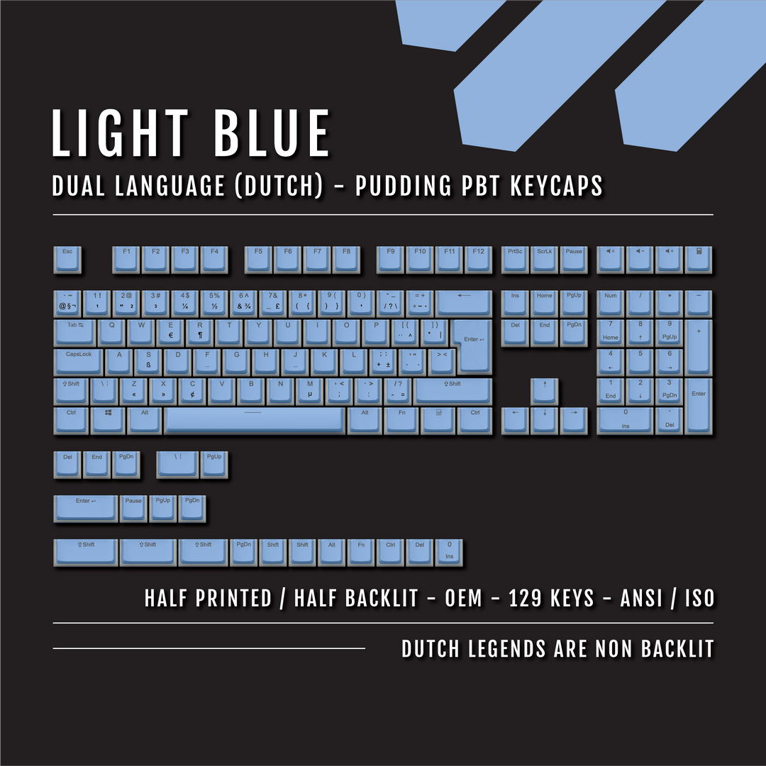 Dutch Computer Keyboard Label Light Blue Dutch (ISO-NL) Dual Language PBT Pudding Keycaps – Krome ...