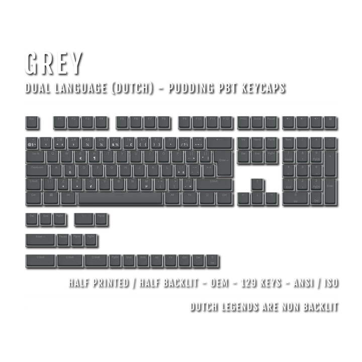 Grey Dutch (ISO-NL) Dual Language PBT Pudding Keycaps Krome Keycaps LTD dutch