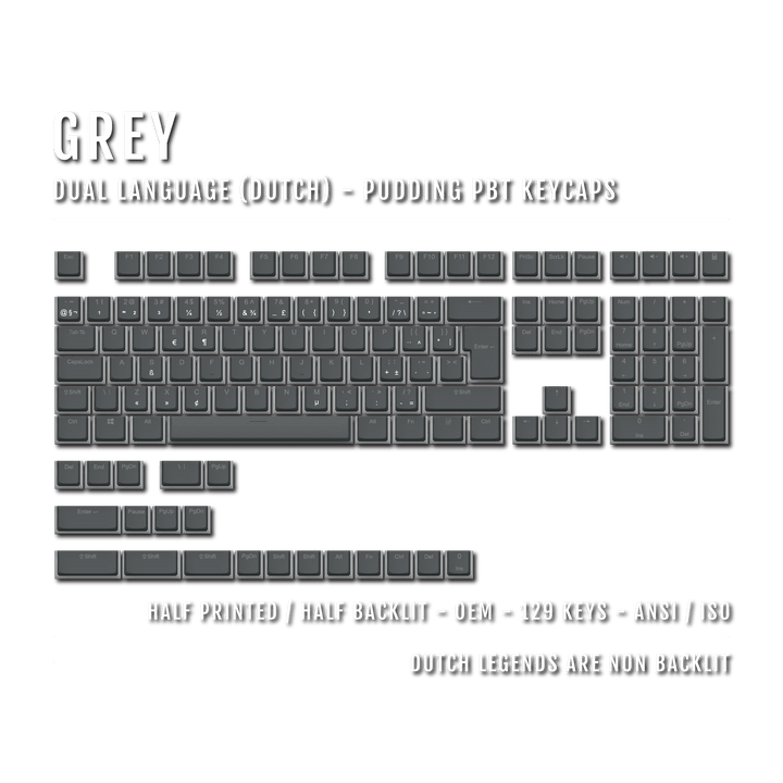 Grey Dutch (ISO-NL) Dual Language PBT Pudding Keycaps