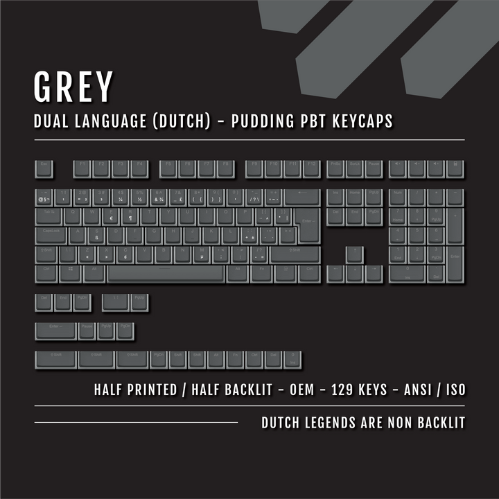 Grey Dutch (ISO-NL) Dual Language PBT Pudding Keycaps Krome Keycaps LTD dutch
