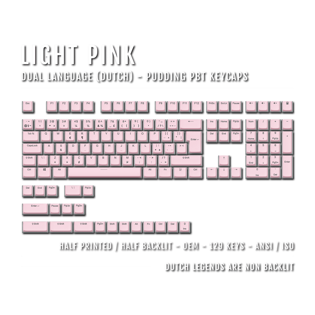 Light Pink Dutch (ISO-NL) Dual Language PBT Pudding Keycaps