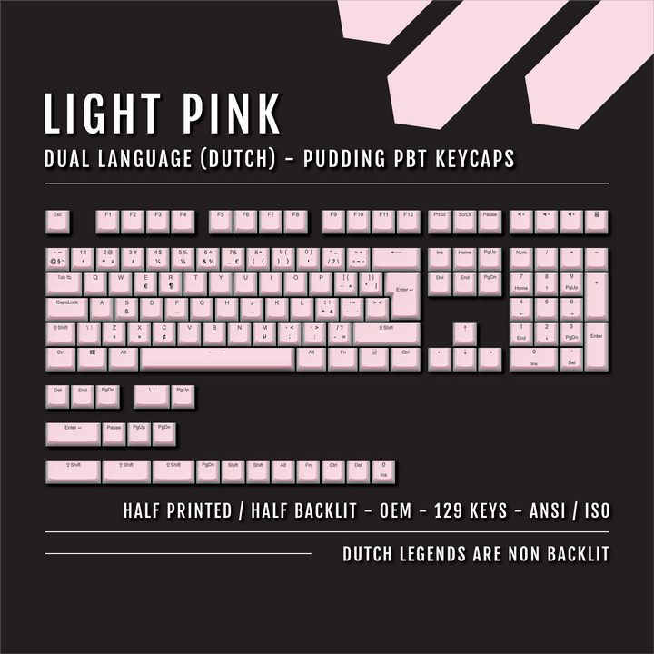 Light Pink Dutch (ISO-NL) Dual Language PBT Pudding Keycaps