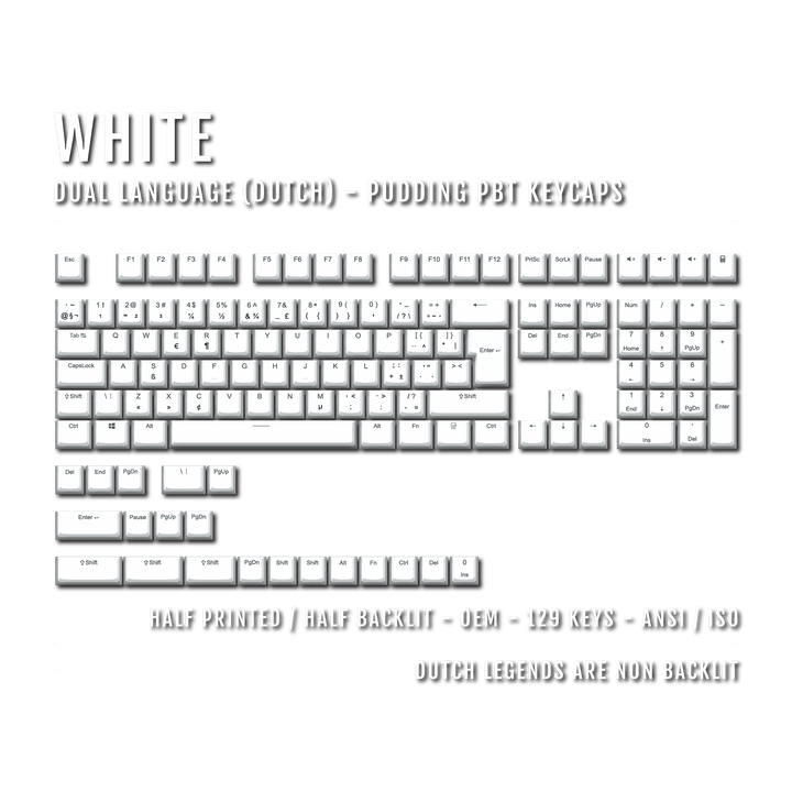 White Dutch (ISO-NL) Dual Language PBT Pudding Keycaps