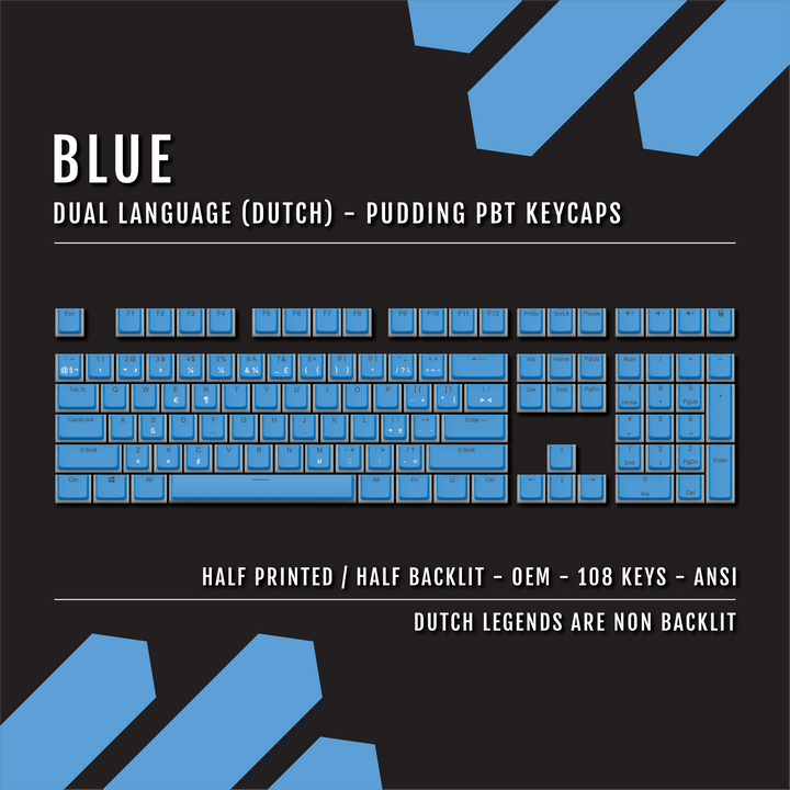 Blue Dutch Dual Language PBT Pudding Keycaps Krome Keycaps LTD dutch