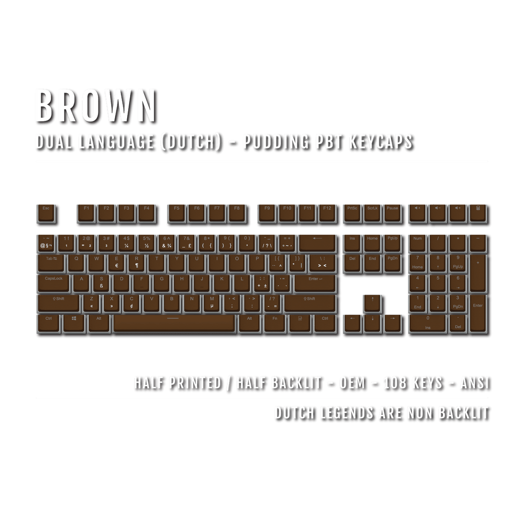 Brown Dutch Dual Language PBT Pudding Keycaps Krome Keycaps LTD dutch