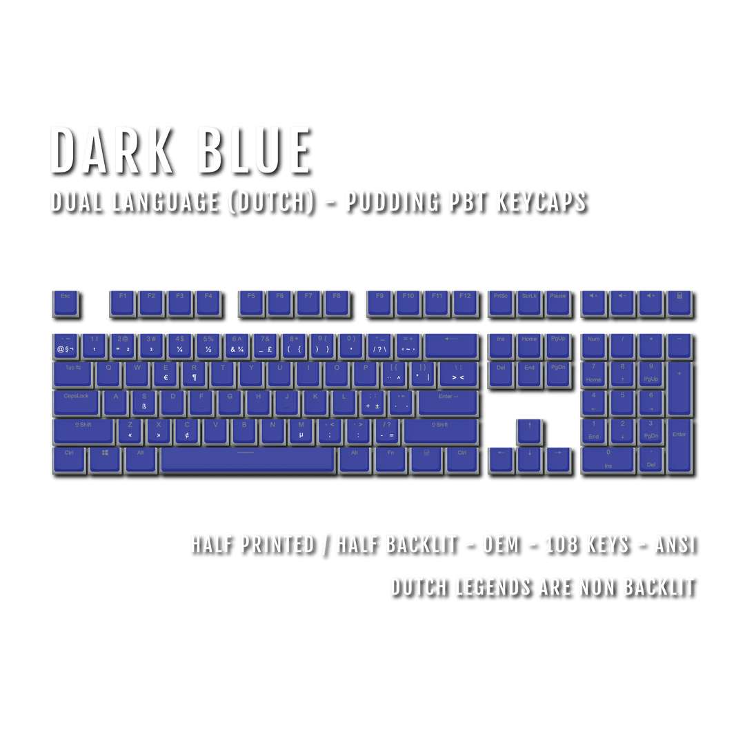 Dark Blue Dutch Dual Language PBT Pudding Keycaps Krome Keycaps LTD dutch