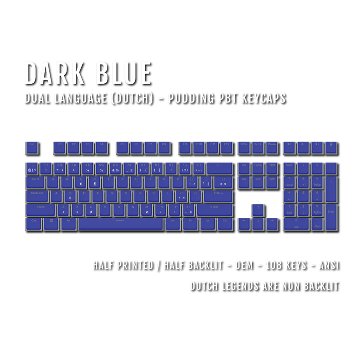 Dark Blue Dutch Dual Language PBT Pudding Keycaps