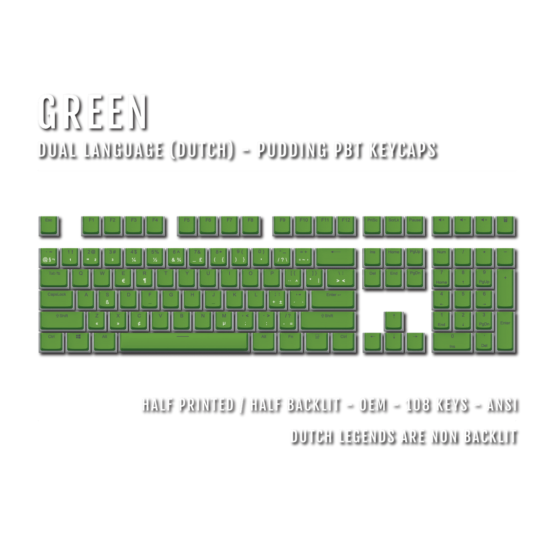 Green Dutch Dual Language PBT Pudding Keycaps