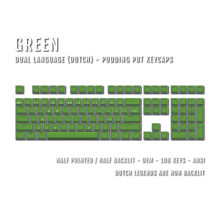 Green Dutch Dual Language PBT Pudding Keycaps