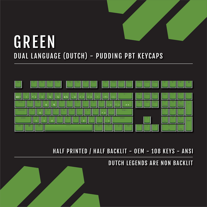 Green Dutch Dual Language PBT Pudding Keycaps Krome Keycaps LTD dutch