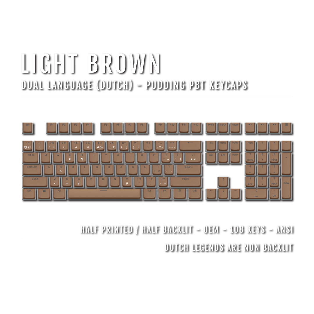 Light Brown Dutch Dual Language PBT Pudding Keycaps Krome Keycaps LTD dutch