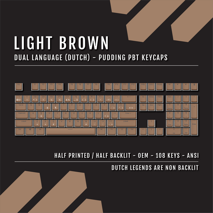 Light Brown Dutch Dual Language PBT Pudding Keycaps Krome Keycaps LTD dutch