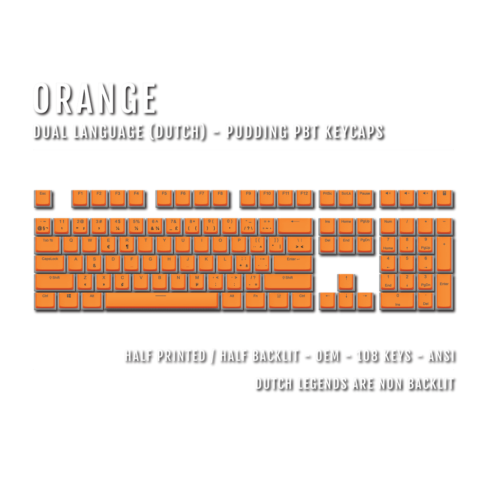 Orange Dutch Dual Language PBT Pudding Keycaps Krome Keycaps LTD dutch