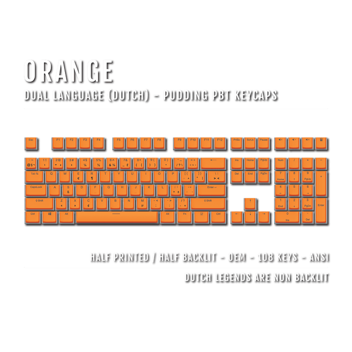 Orange Dutch Dual Language PBT Pudding Keycaps