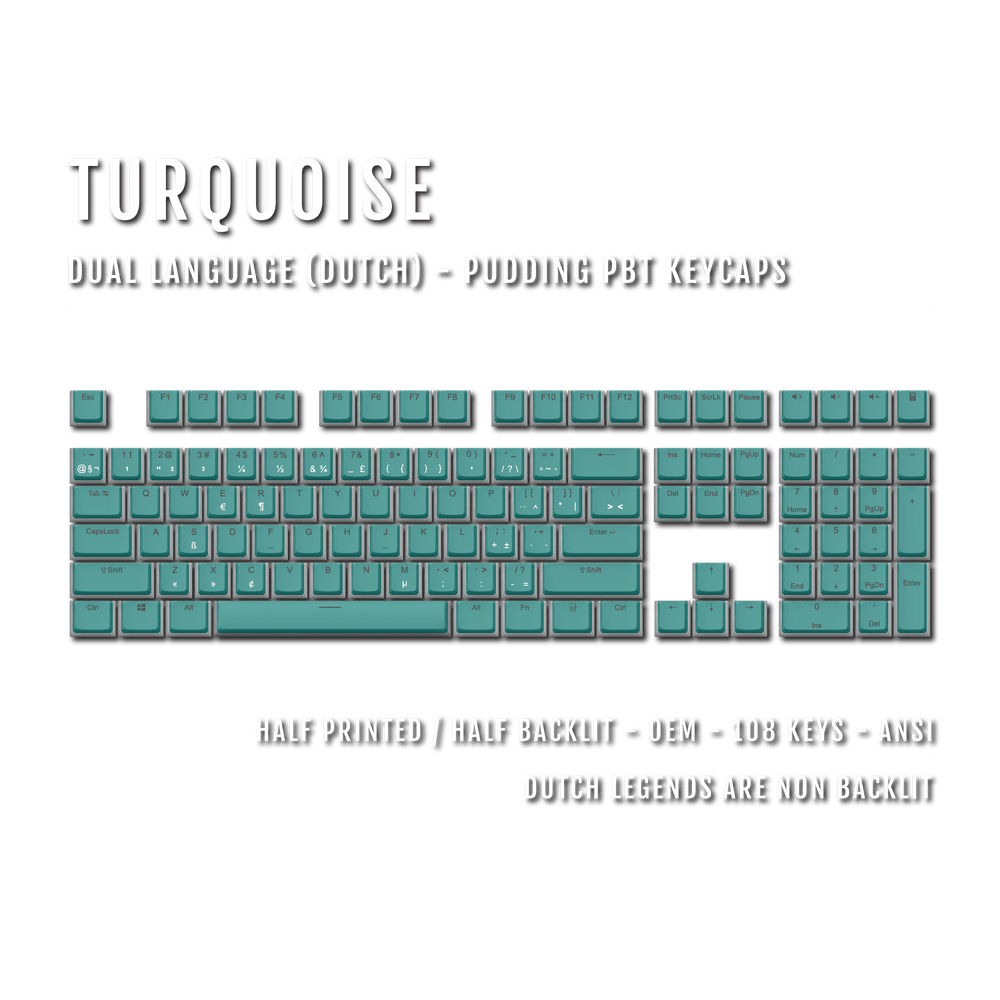 Turquoise Dutch Dual Language PBT Pudding Keycaps Krome Keycaps LTD dutch