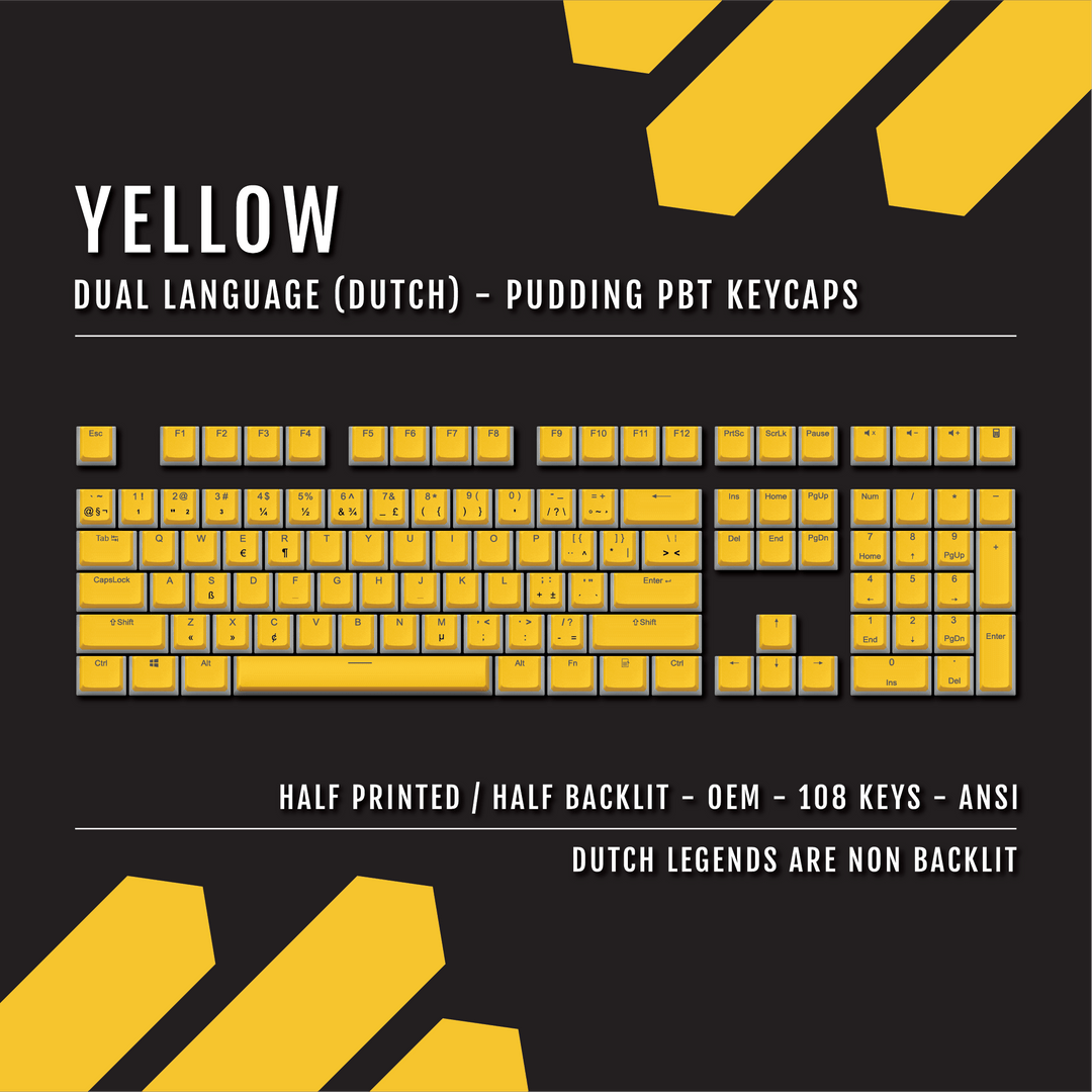 Yellow Dutch Dual Language PBT Pudding Keycaps Krome Keycaps LTD dutch
