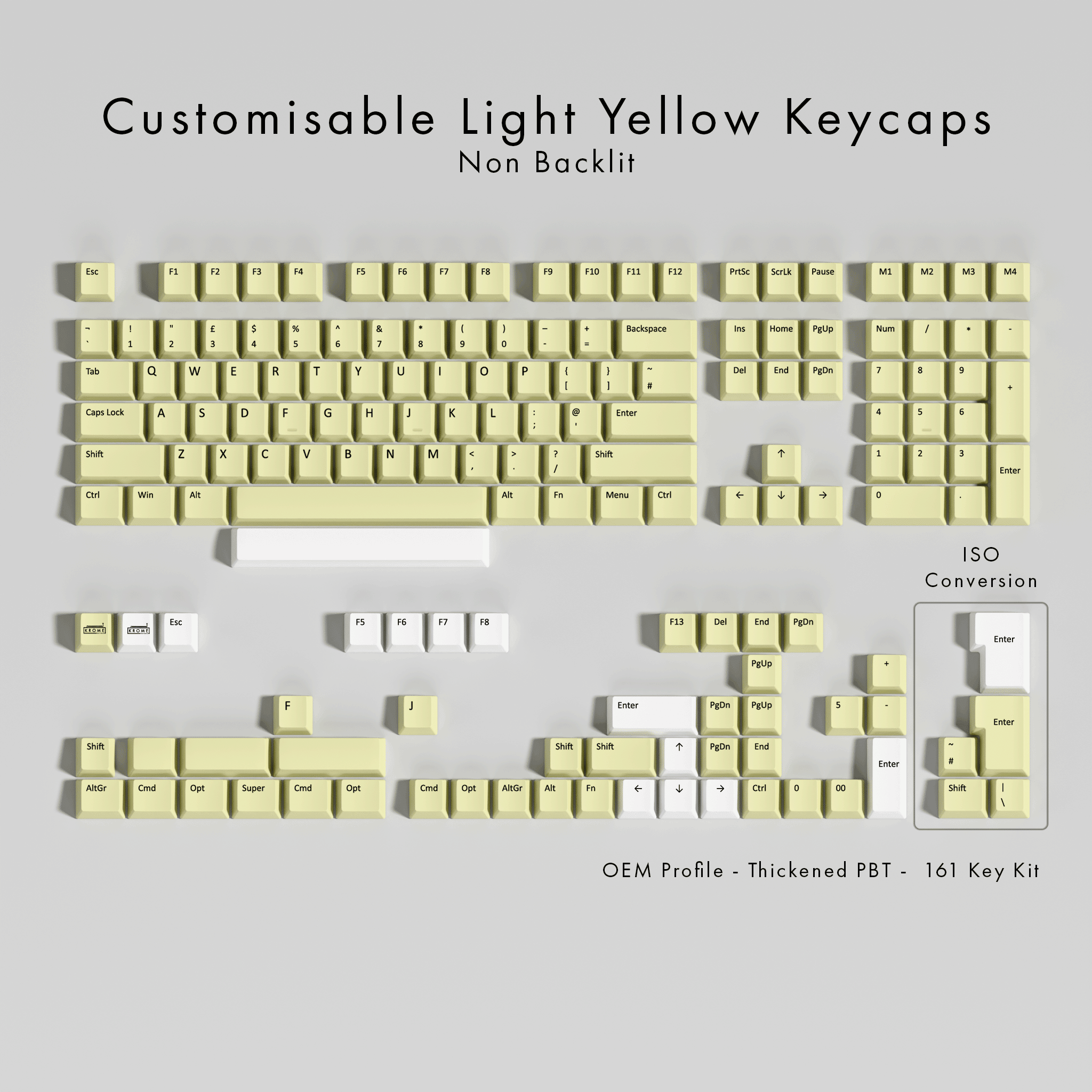 Customisable Light Yellow PBT Keycaps - Non-Backlit – Krome Keycaps LTD