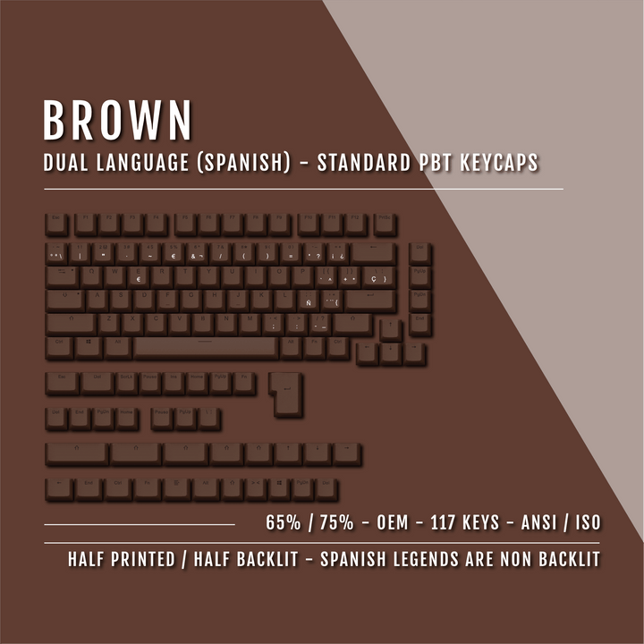 Brown Spanish (ISO-ES) Dual Language PBT Keycaps - 65/75% Krome Keycaps LTD spanish