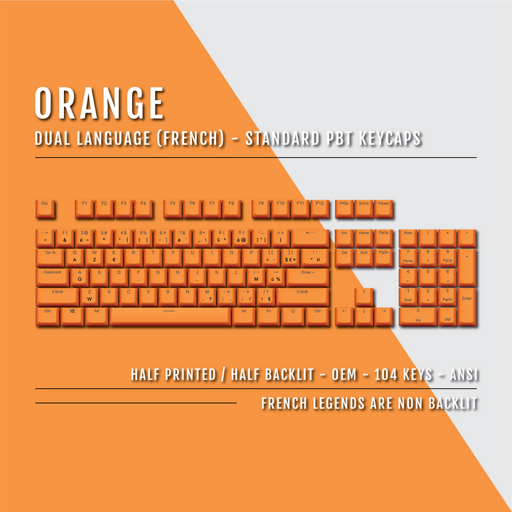 Orange French (ISO-FR) Dual Language PBT Keycaps Krome Keycaps LTD french