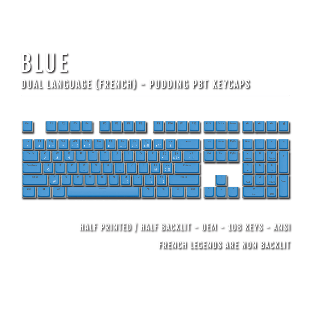 Blue French Dual Language PBT Pudding Keycaps