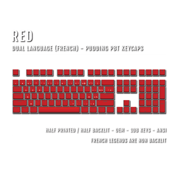 Red French Dual Language PBT Pudding Keycaps Krome Keycaps LTD french