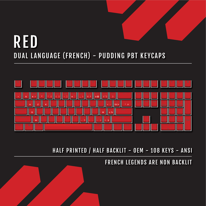 Red French Dual Language PBT Pudding Keycaps Krome Keycaps LTD french