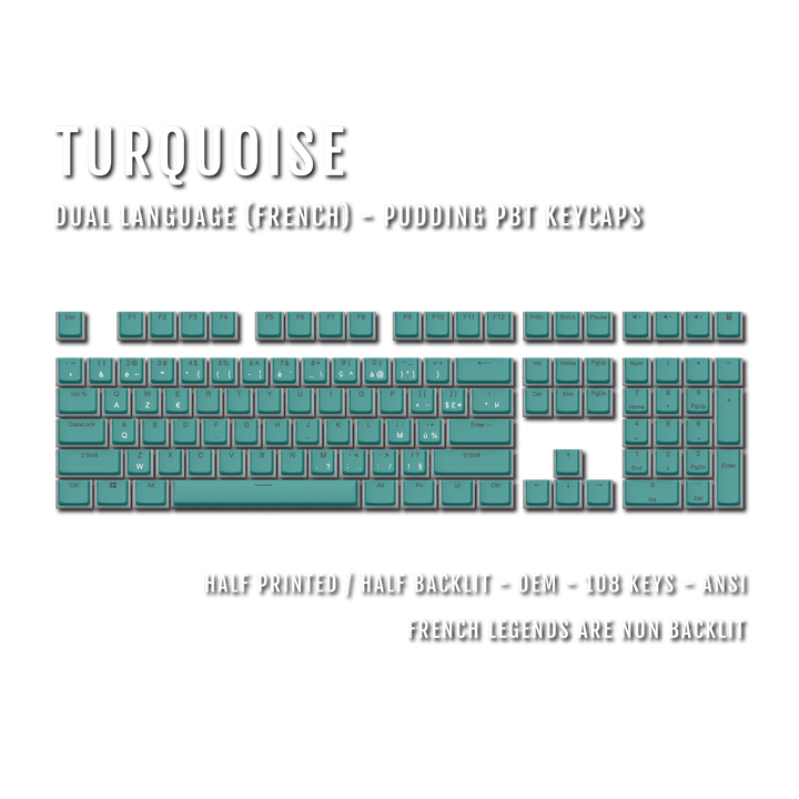 Turquoise French Dual Language PBT Pudding Keycaps