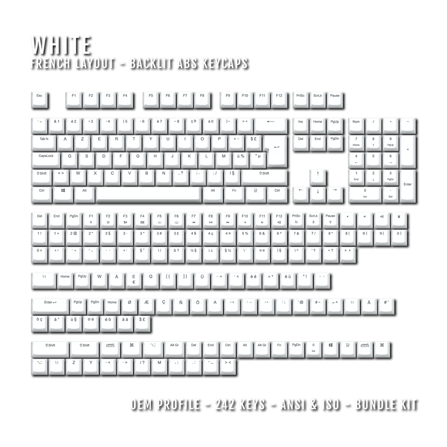 White French (ISO-FR) Backlit ABS Keycaps for Windows & Mac – Krome ...