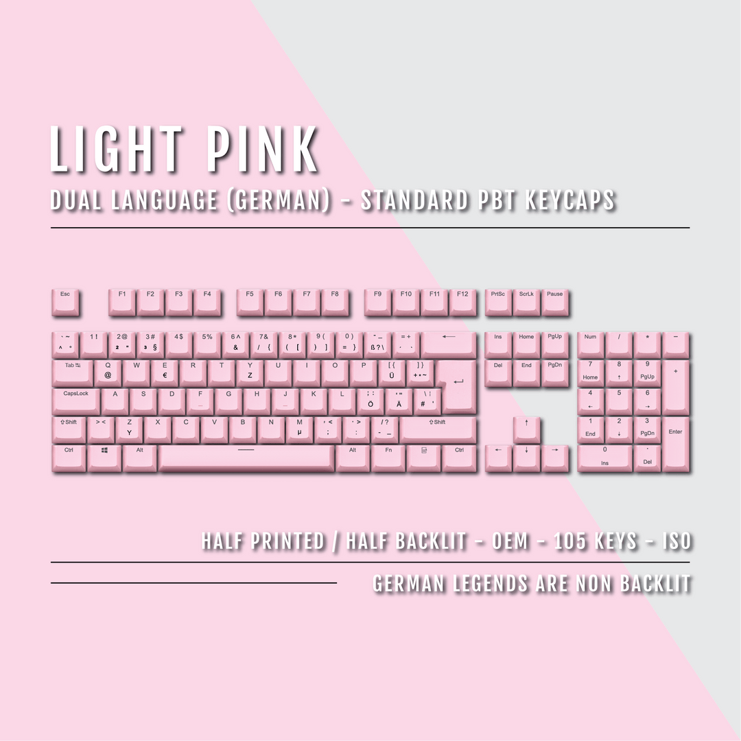 Light Pink German (ISO-DE) Dual Language PBT Keycaps Krome Keycaps LTD german