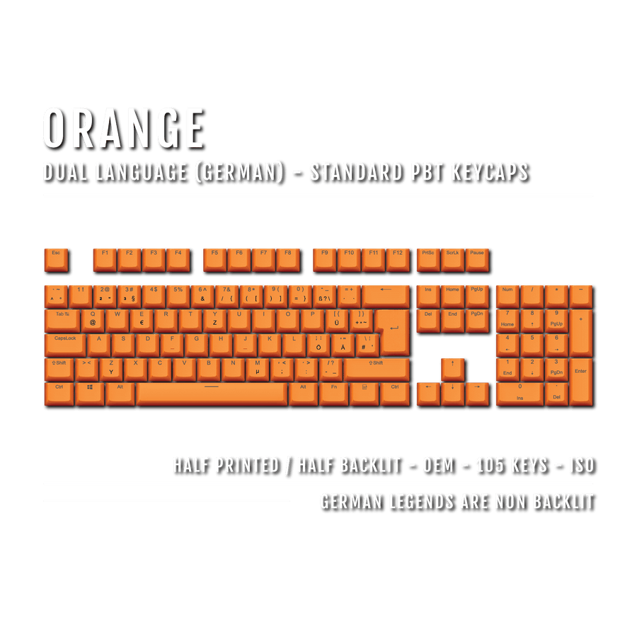 Orange German (ISO-DE) Dual Language PBT Keycaps – Krome Keycaps LTD