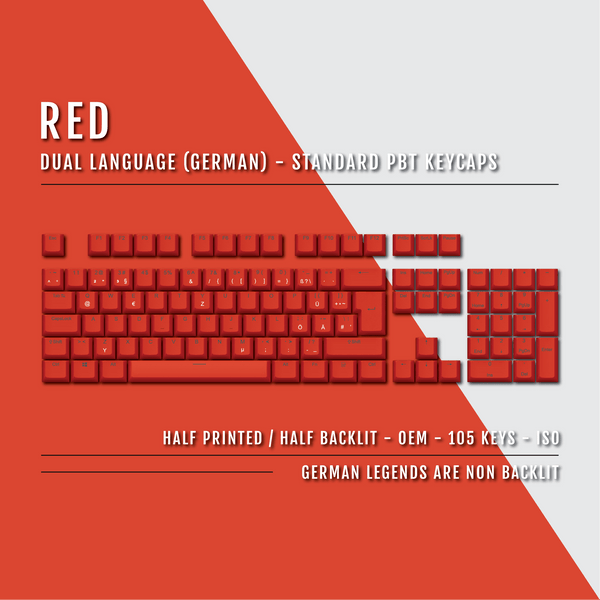 Red German (ISO-DE) Dual Language PBT Keycaps – Krome Keycaps LTD
