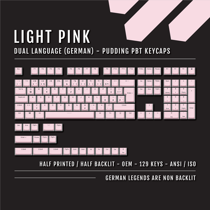 Light Pink German (ISO-DE) Dual Language PBT Pudding Keycaps Krome Keycaps LTD german