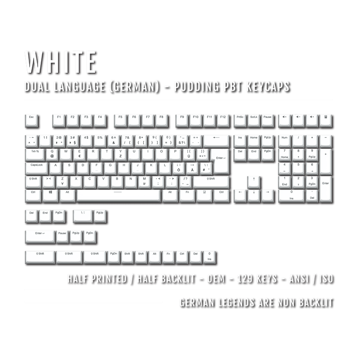 White German (ISO-DE) Dual Language PBT Pudding Keycaps