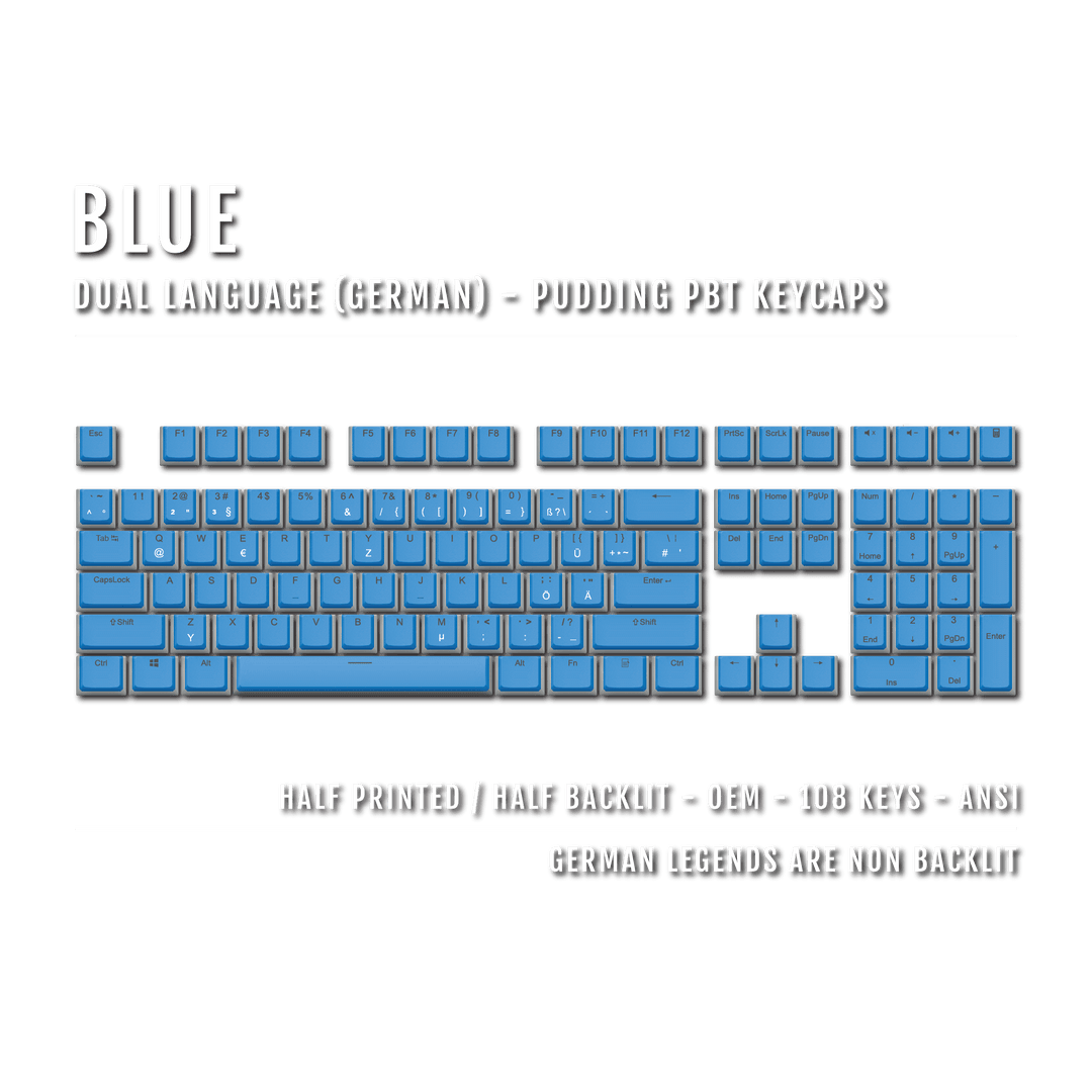 Blue German Dual Language PBT Pudding Keycaps