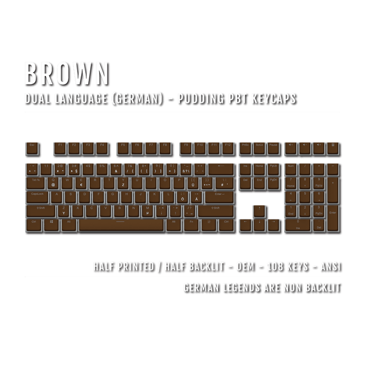 Brown German Dual Language PBT Pudding Keycaps