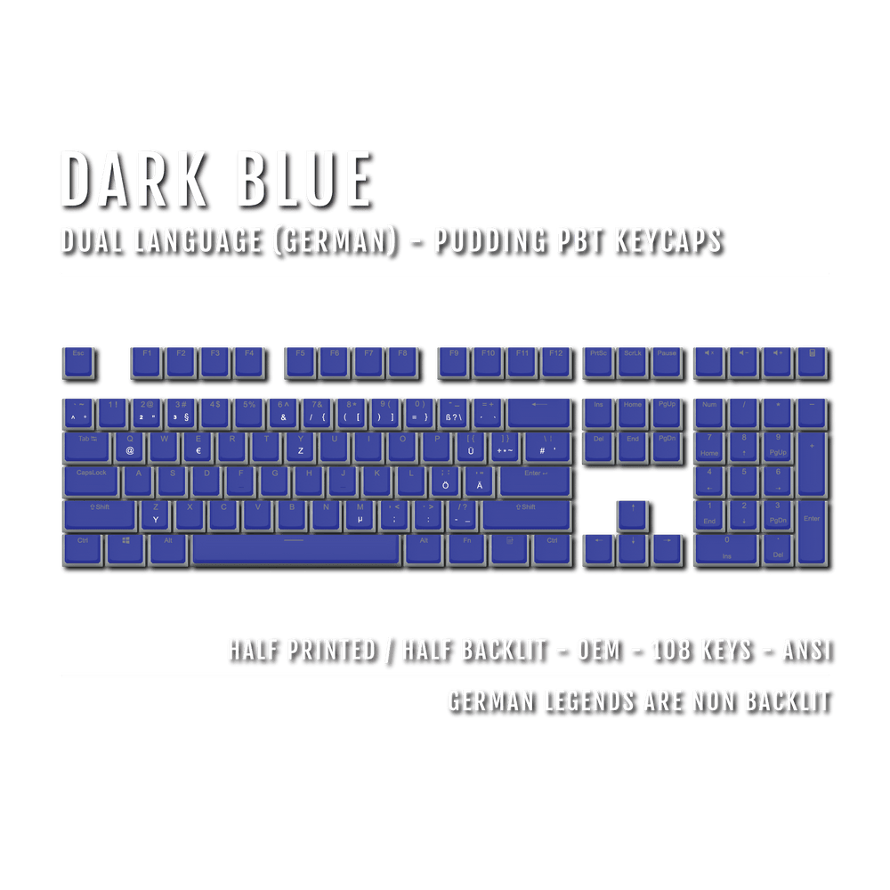 Dark Blue German Dual Language PBT Pudding Keycaps Krome Keycaps LTD german