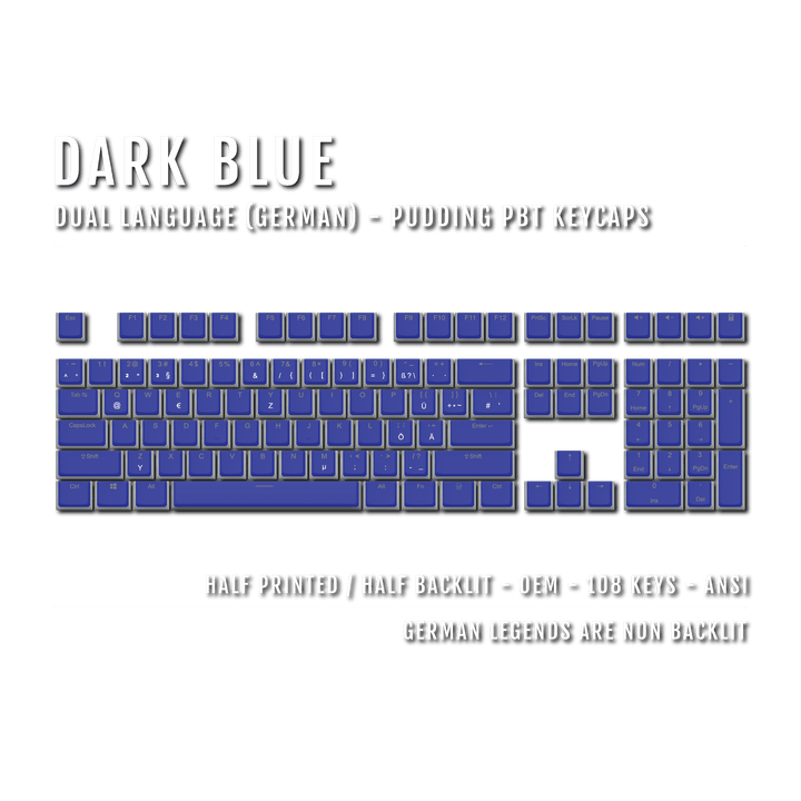 Dark Blue German Dual Language PBT Pudding Keycaps
