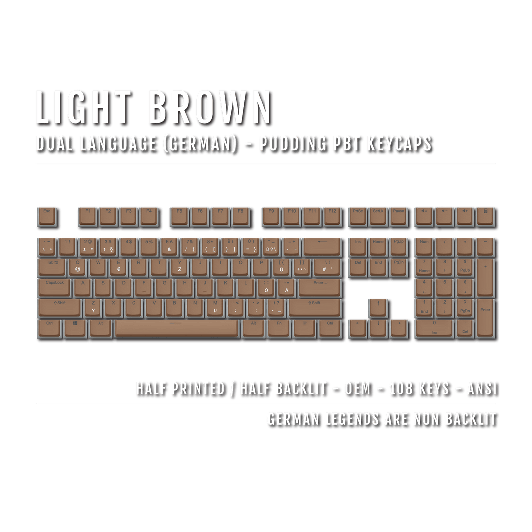 Light Brown German Dual Language PBT Pudding Keycaps