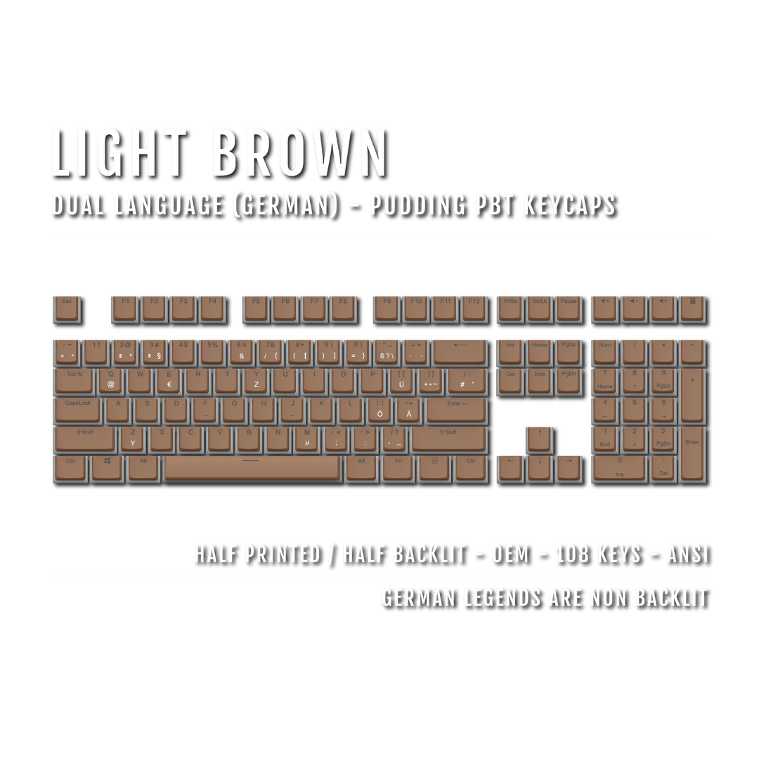 Light Brown German Dual Language PBT Pudding Keycaps Krome Keycaps LTD german