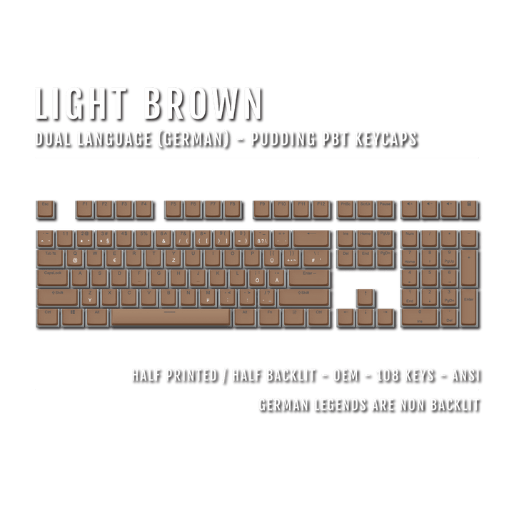 Light Brown German Dual Language PBT Pudding Keycaps