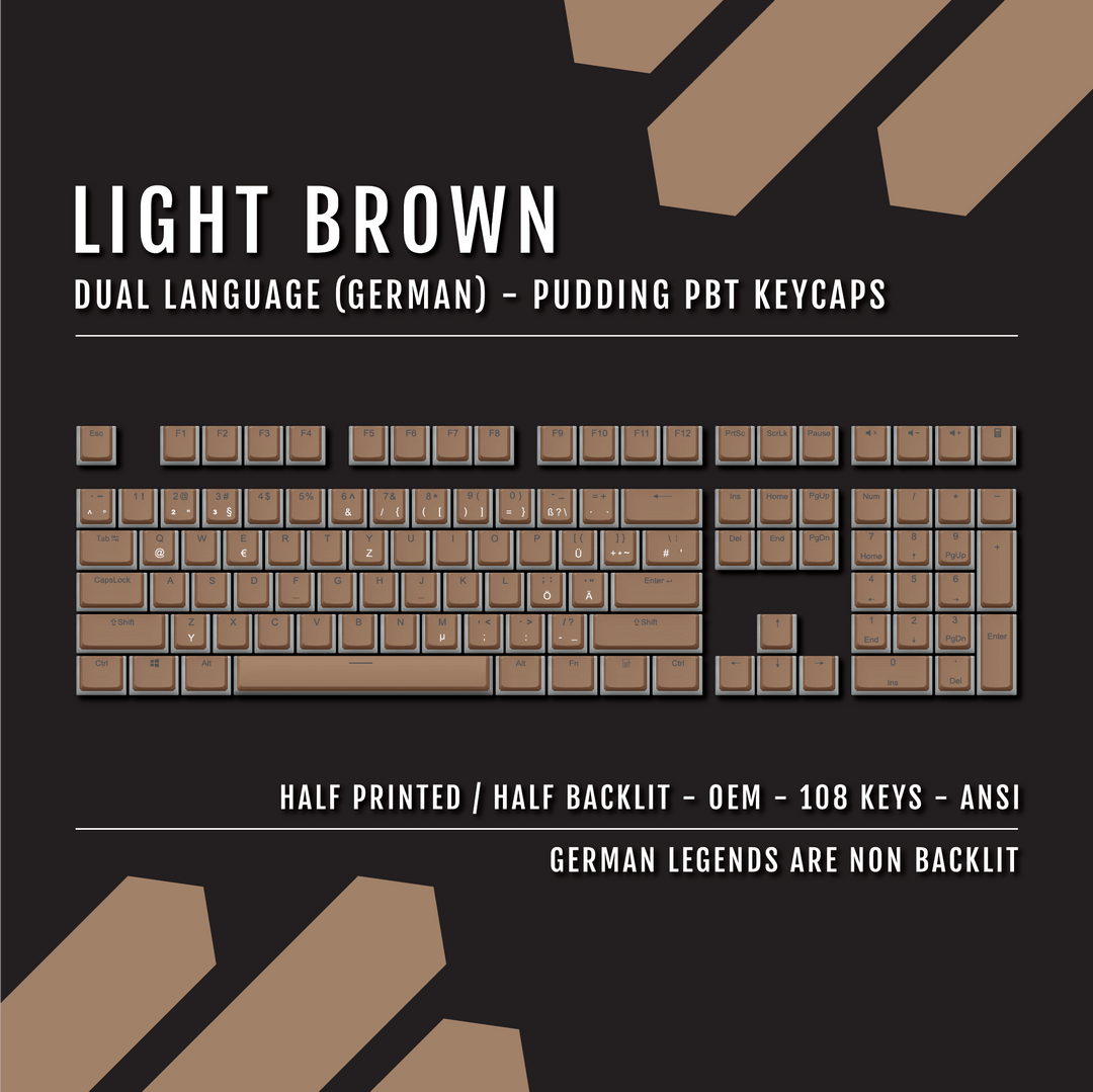 Light Brown German Dual Language PBT Pudding Keycaps Krome Keycaps LTD german