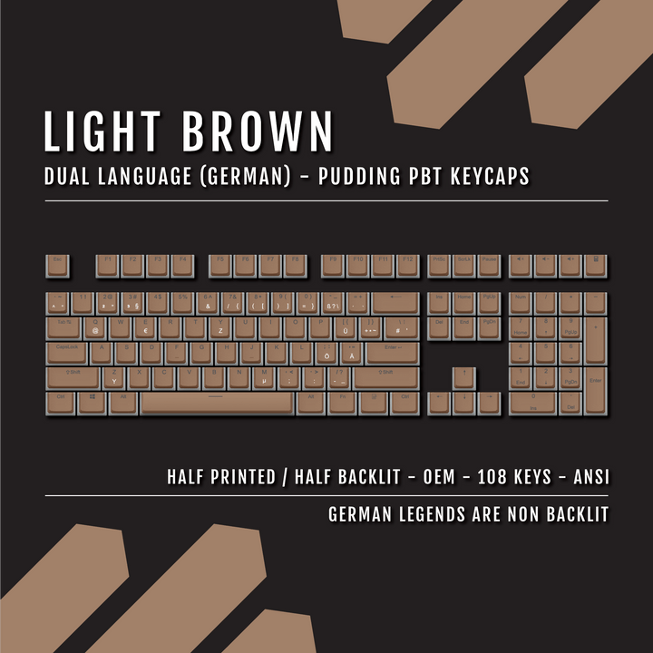 Light Brown German Dual Language PBT Pudding Keycaps