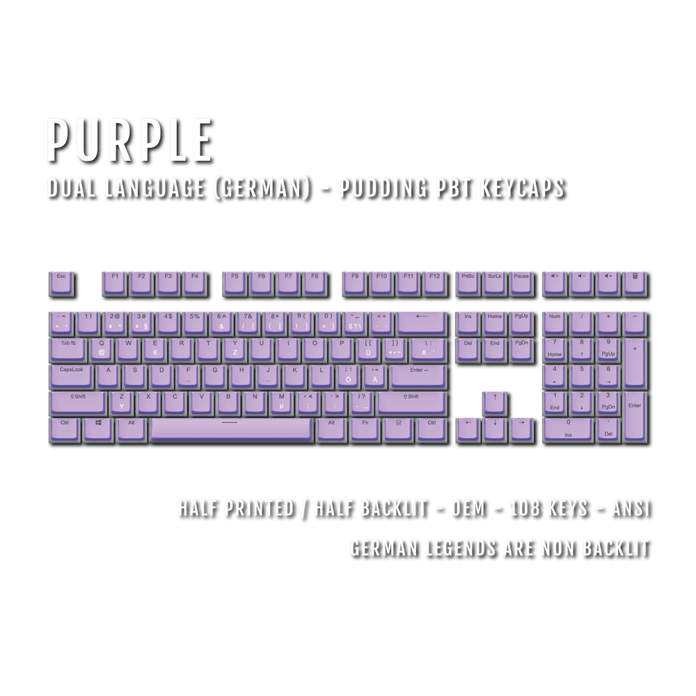 Purple German Dual Language PBT Pudding Keycaps Krome Keycaps LTD german