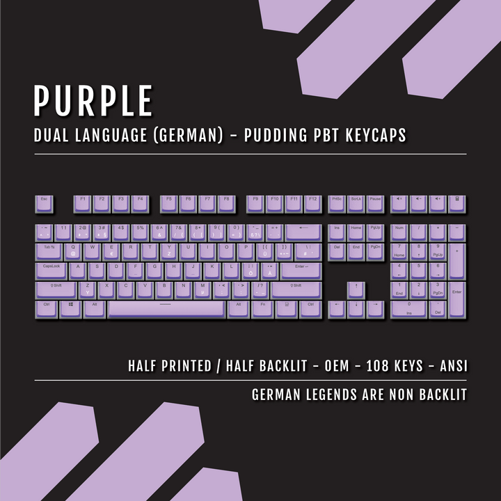 Purple German Dual Language PBT Pudding Keycaps Krome Keycaps LTD german