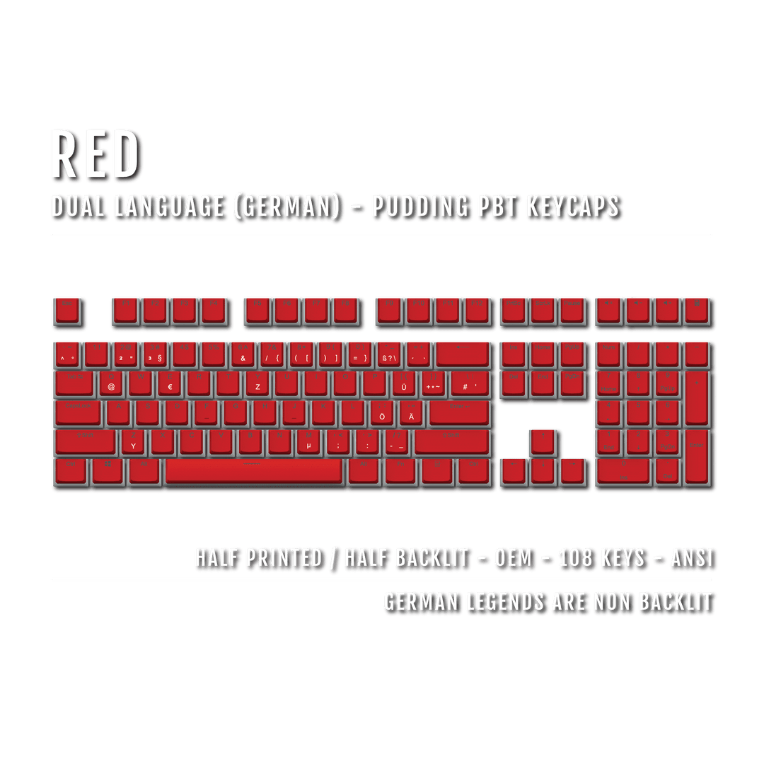 Red German Dual Language PBT Pudding Keycaps