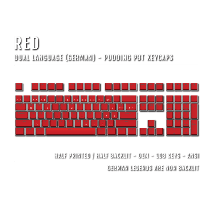 Red German Dual Language PBT Pudding Keycaps