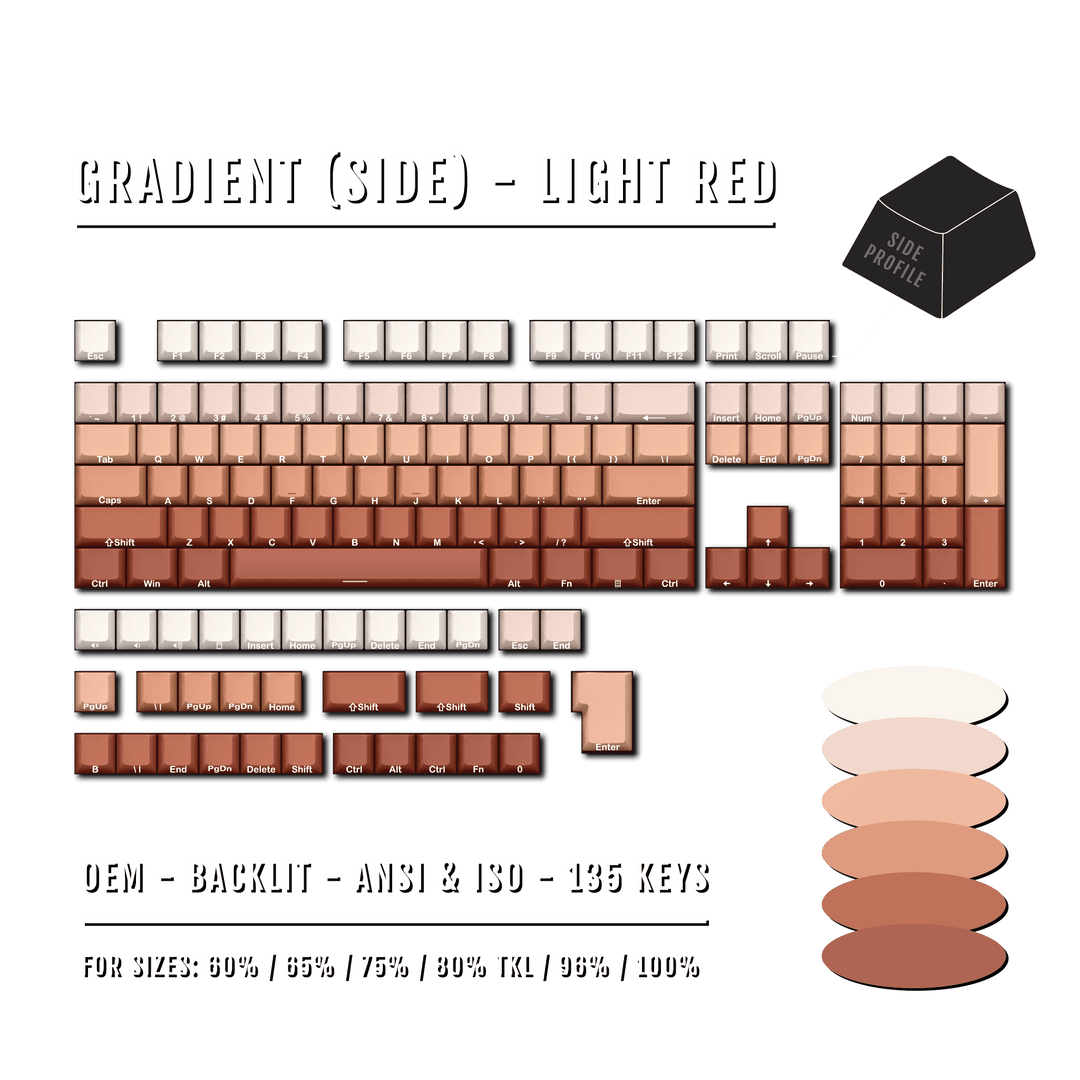 Red Gradient Keycaps Light Red Gradient Side-Profile Backlit PBT Keycaps – Krome Keycaps LTD